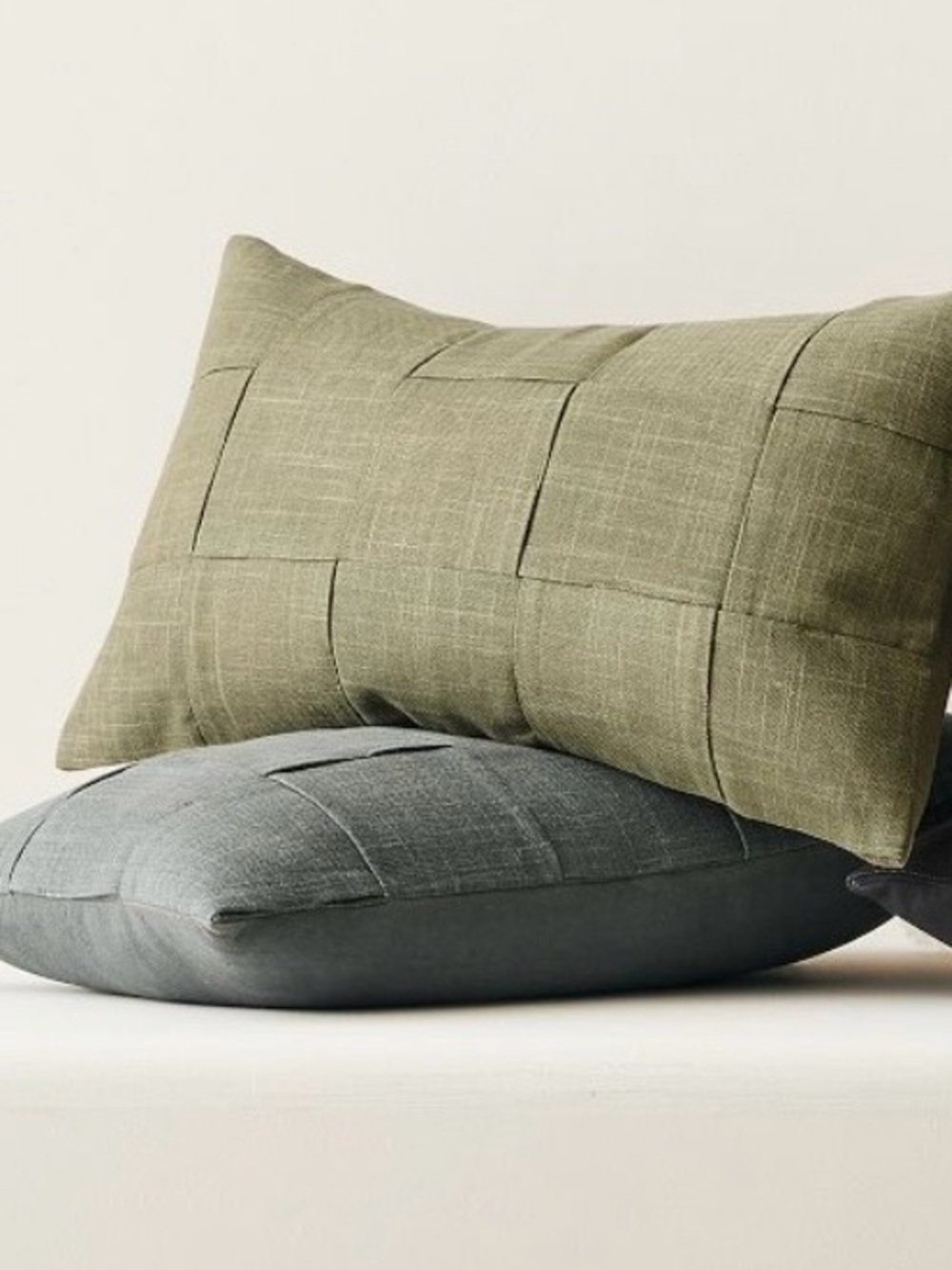 West Elm Sage Green Washed Basketweave Decorative Pillow-COVER ONLY